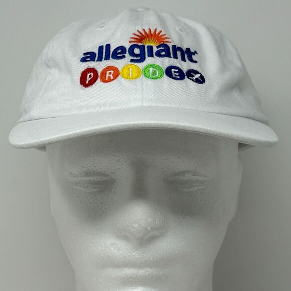 Allegiant Air Gay Pride Hat Baseball Cap LGBTQ Airlines Aviation Strapback White - Picture 2 of 10